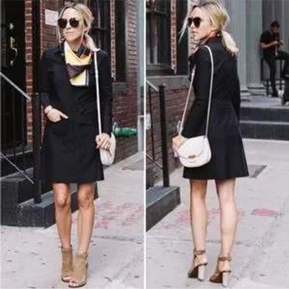 Tory‎ Burch Courbette Corpcore Trench Minidress Womens Small Black Bistretch S/P
